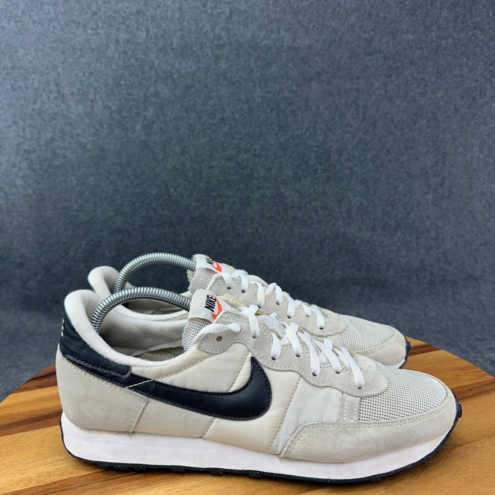 Nike Beige and Black Retro Runner Sneakers with Orange Tongue Tab
